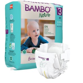 Brneble, tapeble, miljmrket, Bambo Nature, 3, 4-8 kg 168stk 
