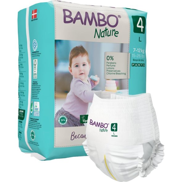 Brneble, bukseble, miljmrket, Bambo Nature Pants, 4, 7-12, 100stk/kolli
