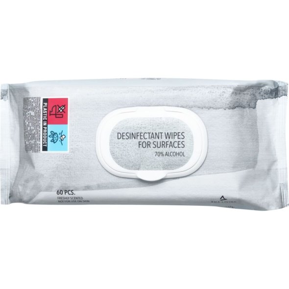 Overfladedesinfektionsserviet Ena Living 25x20cm 70% 60ark