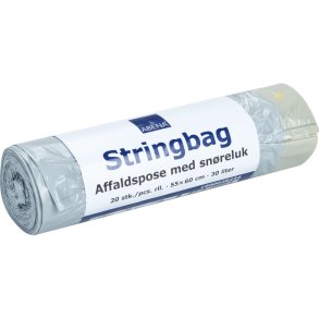 Affaldspose med snreluk, 30 l, gr, LDPE, 55x60