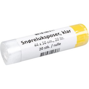 Affaldspose med snreluk, 20 l, klar, LDPE/virgin, 44x50cm