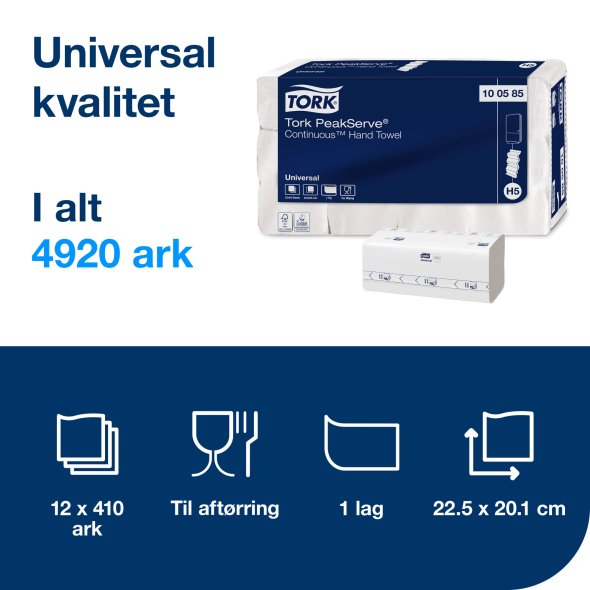 Tork 100285 PeakServe� H5 Continuous� H�ndkl�deark 4920 ark, C fold, 1 lags