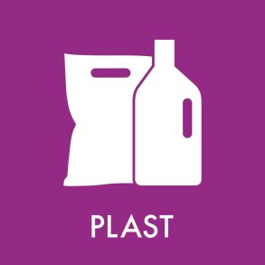 Piktogram, 12x12cm, lilla, folie, til plast