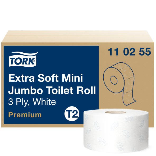 Tork 3-lags Extra Soft Mini Jumbo Toiletpapir Premium T2, 12 stk/krt