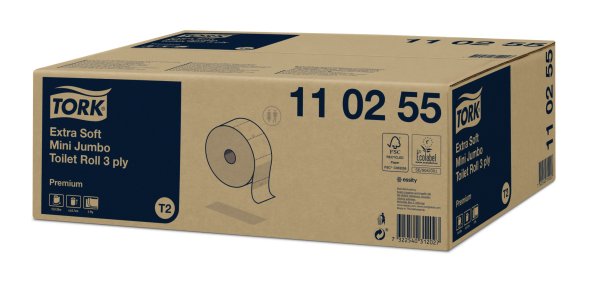 Tork 3-lags Extra Soft Mini Jumbo Toiletpapir Premium T2, 12 stk/krt