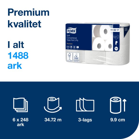 Tork Premium Toilet Extra Soft T4, 3 Lags