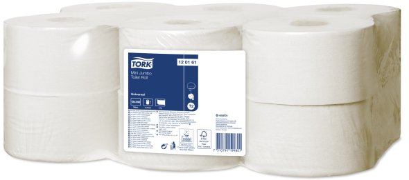 Tork toiletpapir Jumbo Mini T2 Universal, 1-lags, 240 meter, 12 stk