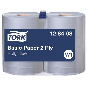Tork Aft�rringspapir Basic 2-lag, bl�, 2 ruller/pak