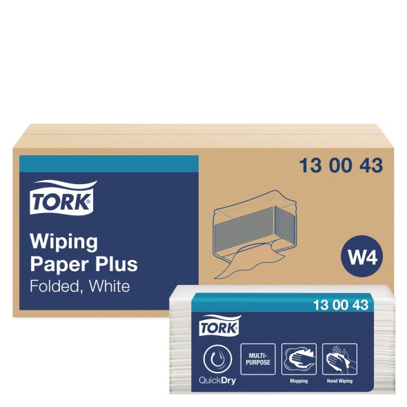 Tork Aft�rringspapir Plus W4 2-lag hvid, 5pak x 200 stk/krt