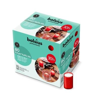 Refill Relight Br�ndetid 30 timer til Glaslys R�d  80 stk