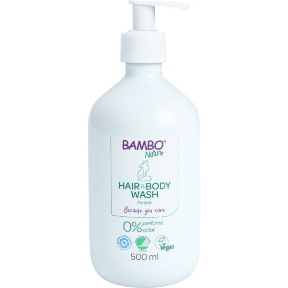 Hair & Bodywash, Bambo Nature, 500 ml, uden farve og parfume