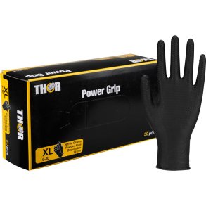 Engangshandske THOR PowerGrip XL sort nitril 50 stk