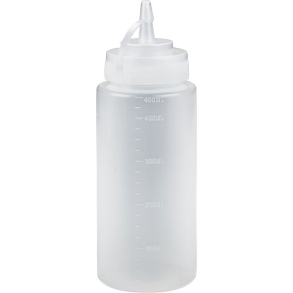 Dressingflaske, 450 ml, klar, PE/PP, med m�l