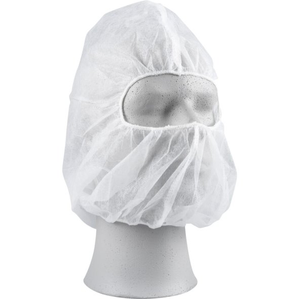 Balaklavahue,One size, 12 gsm, Hvid, PP, usteril, 1000stk