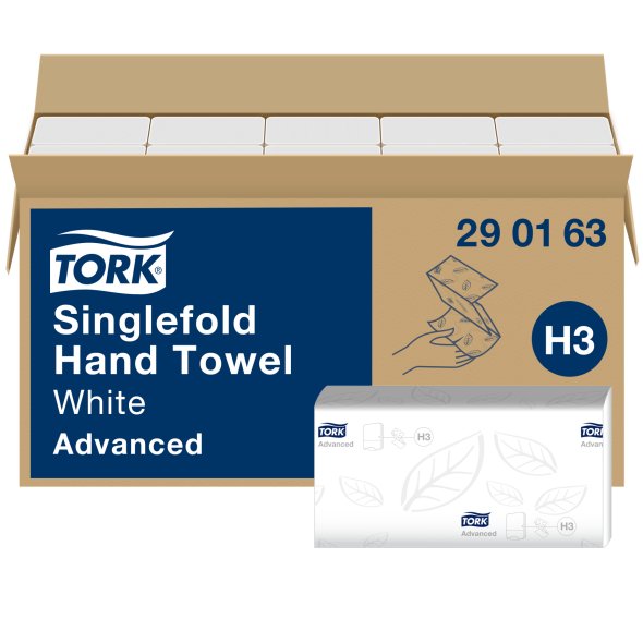 Tork H�ndkl�deark H3- 2 lags, Single-/C- Fold, 3750 ark