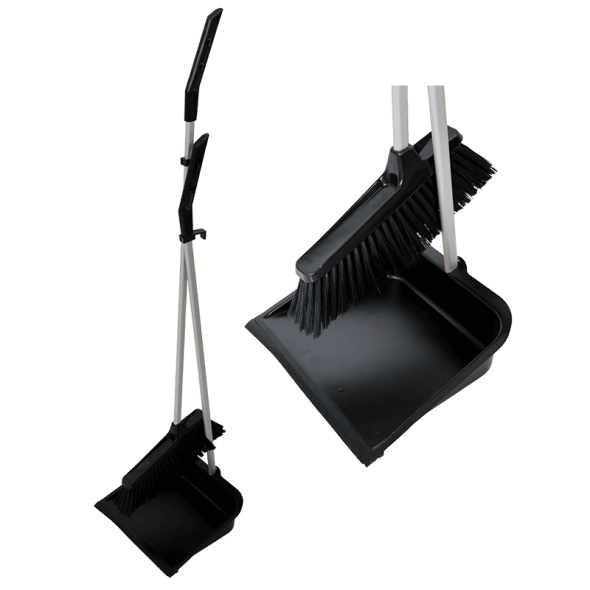 Komplett sopset i metall, svart