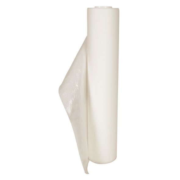Lejepapir, neutral, 1-lags, 65m x 50cm, �9,5cm, hvid, PE/nyfiber, med PE-bel�gning, perforeret x 6 stk/kolli