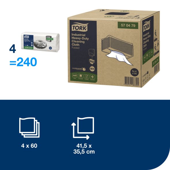 Industriaft�rring, Tork W4, 1-lags, 41,5x35,5cm hvid 240 stk/kolli