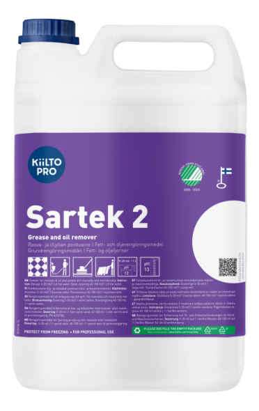 Kiilto Sartek 2,    5 Liter Grundreiniger mit Nordic Swan Ecolabel