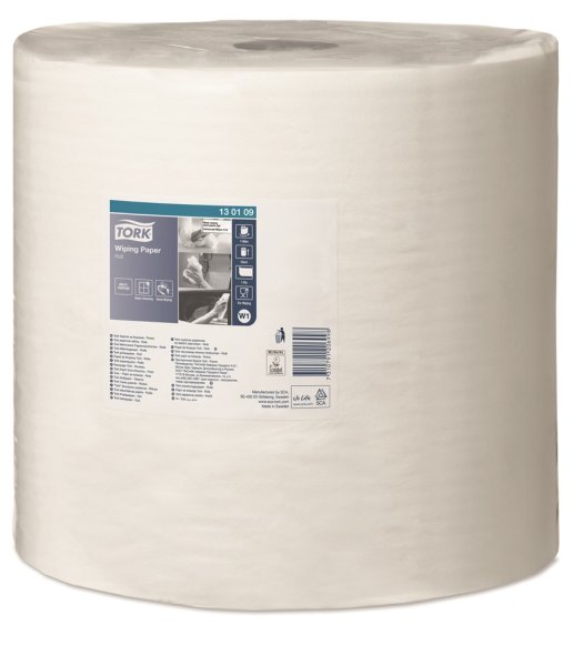Tork aft�rringspapir 1-lag hvid 34cm W1 #130199