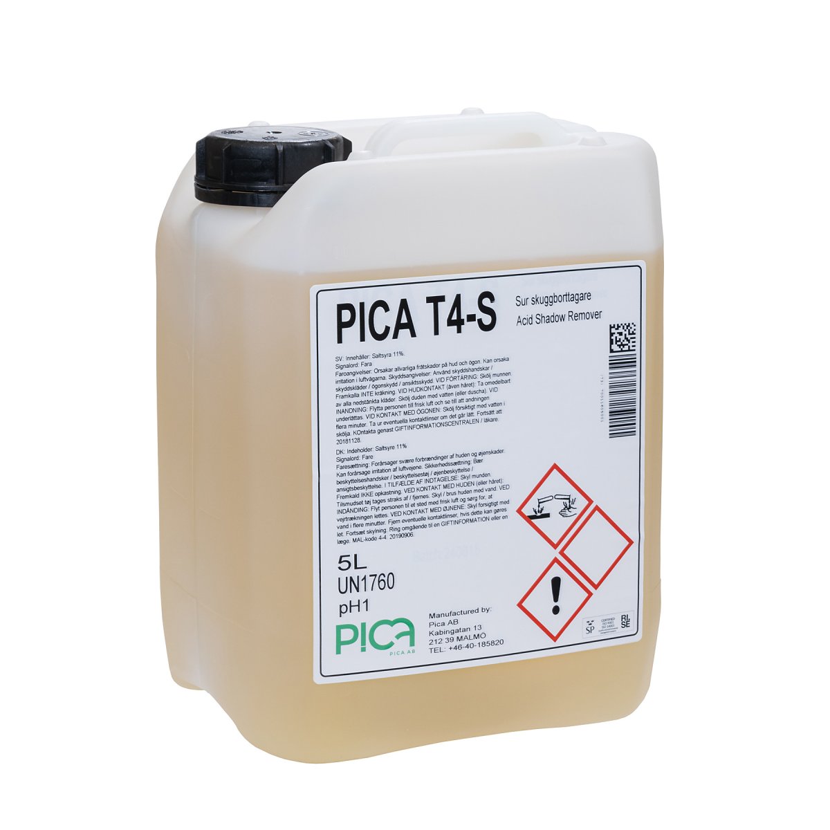 Pica T4S 5L, syrebaseret specialprodukt til facadevask og fjernelse af ...
