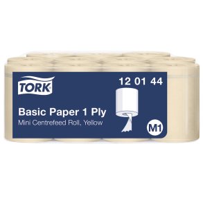 Tork Aft�rringspapir Basic, Centerfeed, gul, 1 lags, M1 11 stk