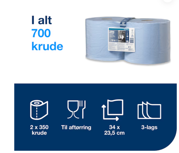 Tork Aft�rringsEkstra Kraftig 3lags 2stk Bl� W1/2 #130081