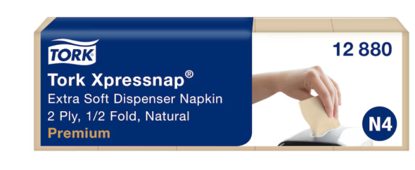 Dispenserserviet, Tork Premium N4, 2-lags 8000 stk 