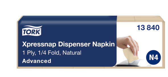 Tork Xpressnap� Natur, dispenserserviet med milj�print, 1 lags, 9000 ark/krt