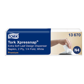 Tork Xpressnap� Extra Soft Serviet med bladm�nster, 2 lags, Hvid 4000ark/krt