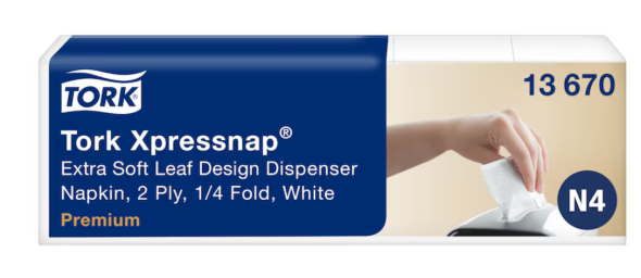 Tork Xpressnap� Extra Soft Serviet med bladm�nster, 2 lags, Hvid 4000ark/krt