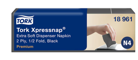 Tork Xpressnap� Extra Soft, sort dispenserserviet, 2 lags, 8000 ark/krt
