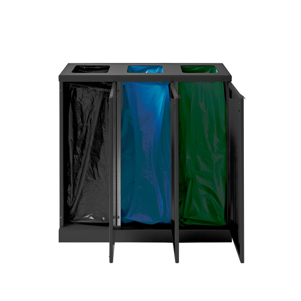 Bica Model 868 Affaldssortering 3x65 liter bne indkast Sort