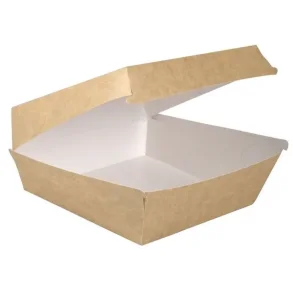 Burgerboks, 19x19x8,2cm, 235 g/m2, brun, med hngslet lg, kraft 300stk