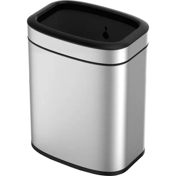 Papirkurv, EKO OLI-Cube, stl mat, plast/rustfrit stl, 20 l, med inderspand i plast og skkeholder, sikret mod fingeraftryk