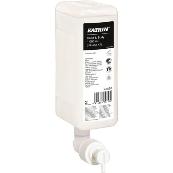 Hr og bodyshampoo, Katrin, 1000 ml, med parfume #47550