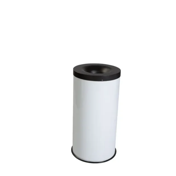 Papirkurv rund 75 L, Hvid/Sort Pulverlakeret stl