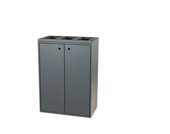 3 stations (3 x 60 ltr) ben indkast, Gr - Softclose