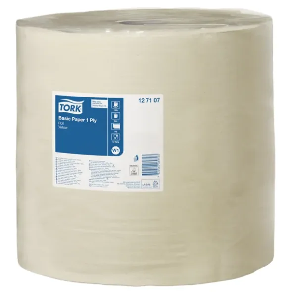 Vrkstedsrulle, Tork W1, 1-lags, 1190m38cm, gul, #127107