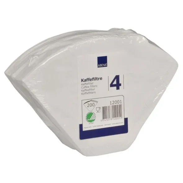 Kaffefilter, filterpapir, 1X4, bleget 12 x 200stk/krt