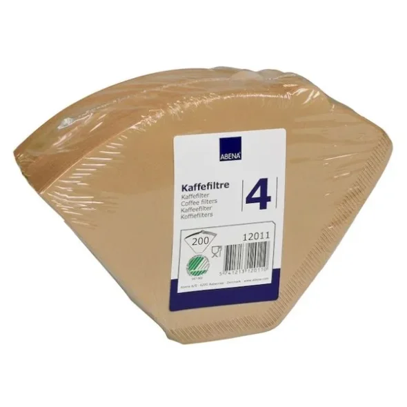Kaffefilter, filterpapir, 1X4, ubleget 12 x 200stk/krt