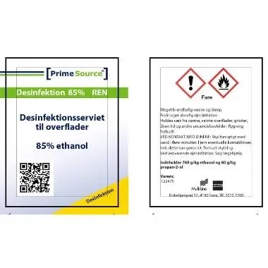 Desinfektionsservietter Prime Source 85% 14x17 enkelt pakkede 750stk/krt