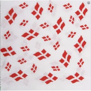 Fdselsdagsservietter, 3-lags, 1/4 fold, 33x33cm, hvid, papir, med flagmotiv 350 stk