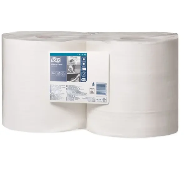 Tork W1 Vrkstedsrulle, 2-lags, 340m x 36,9cm, 37,5cm, hvid, 100% nyfiber