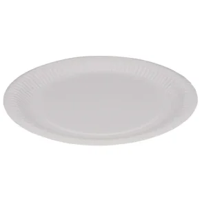 Paptallerken, 23cm, hvid, pap  500stk