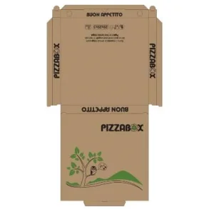 Pizzaske 32x32x3 cm FSC-mrket KSK 100% nye fibre Ecobox Globo Bruncm