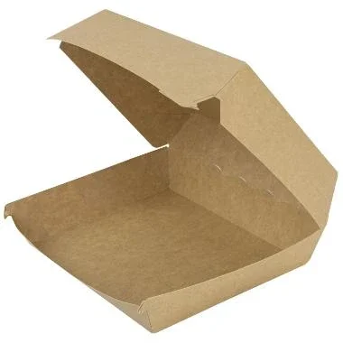 Burgerboks L195xB150xH80mm Kraft Med hngslet lg Brun 160stk