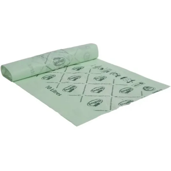 Biopose, BioBag, 10 l, grn, mater-bi, 43x45cm, med tryk, transparent 25 stk pr. rulle/20 rl/krt
