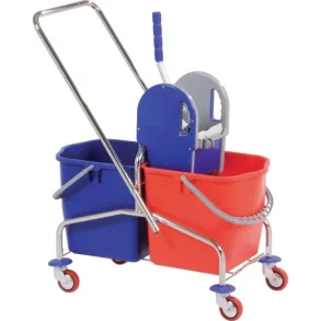 Rengringsvogn Chrom Wetmop-vogn m/presse 2 x 25L