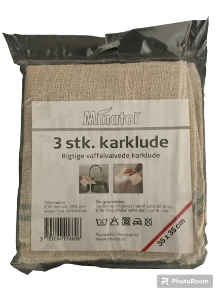 Karklude 3 stk vvede karklude/pak  35x35cm